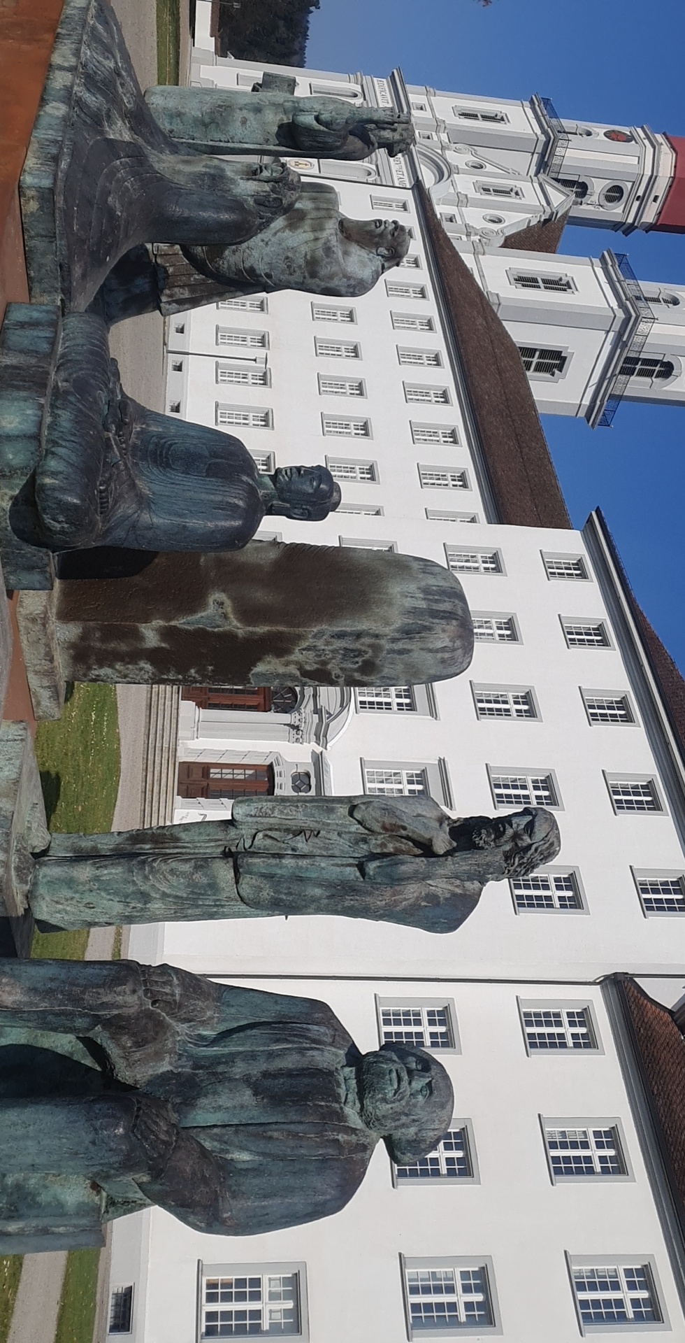 Here's Jesus Christ next to Karl Marx in front of a monastery