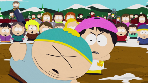 Wendy Testaburger demonstrates what the showrunners deserve by punching Eric Cartman. Muito bom.