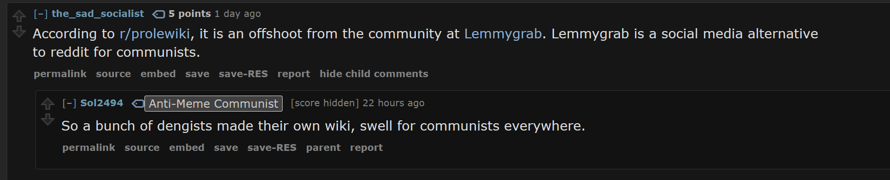 Lemmygrab is a social media alternative to reddit for communists