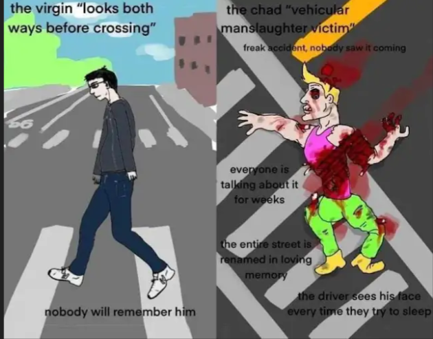 chad vs virgin meme but with a twist