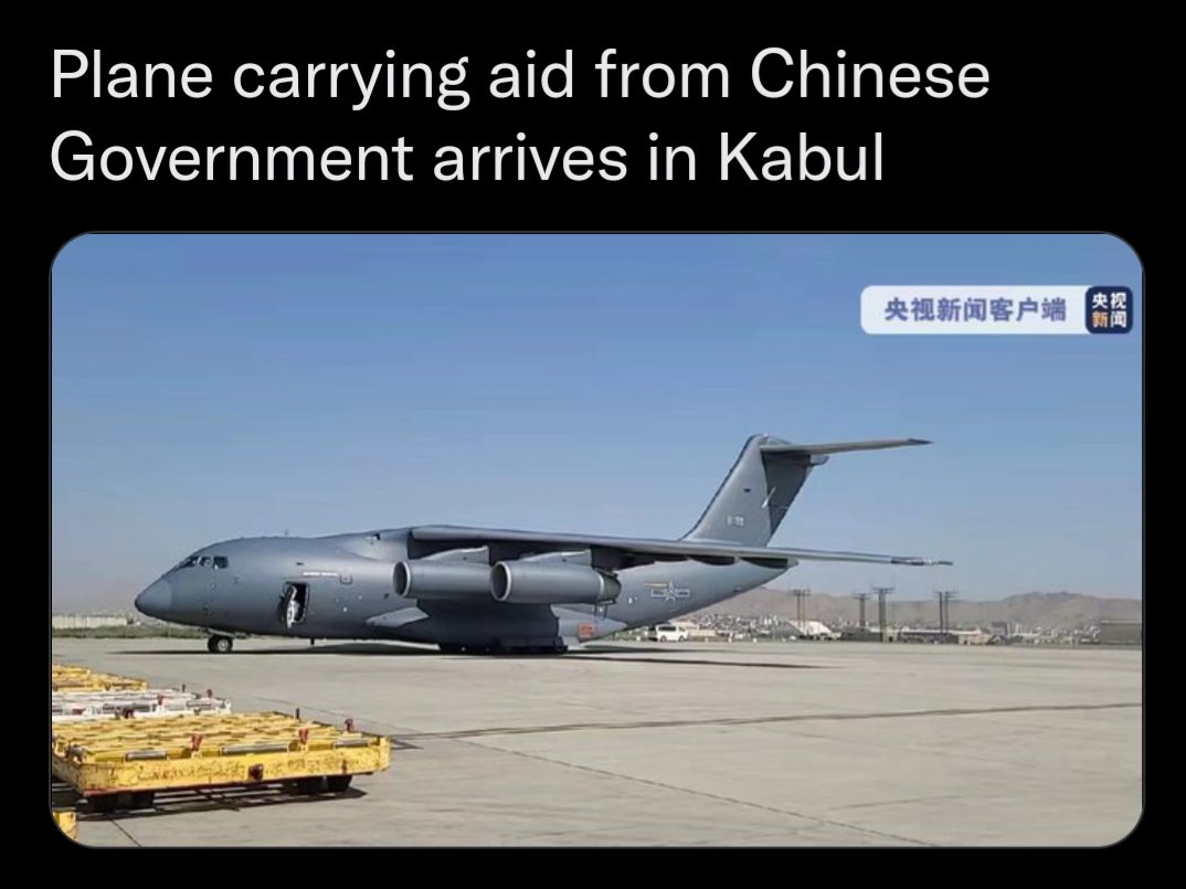 USA planes brought artillery and war while Chinese planes brought aid and peace