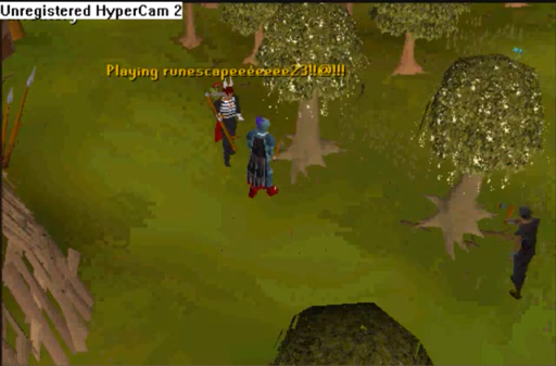 two runescape players reenacting bobert-rob's "Runesuck" flash animation