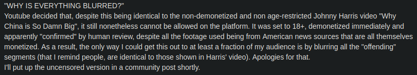 Image of Hakim explaining that YouTube demonetized his video, despite it being identical to Johnny Harris' video.