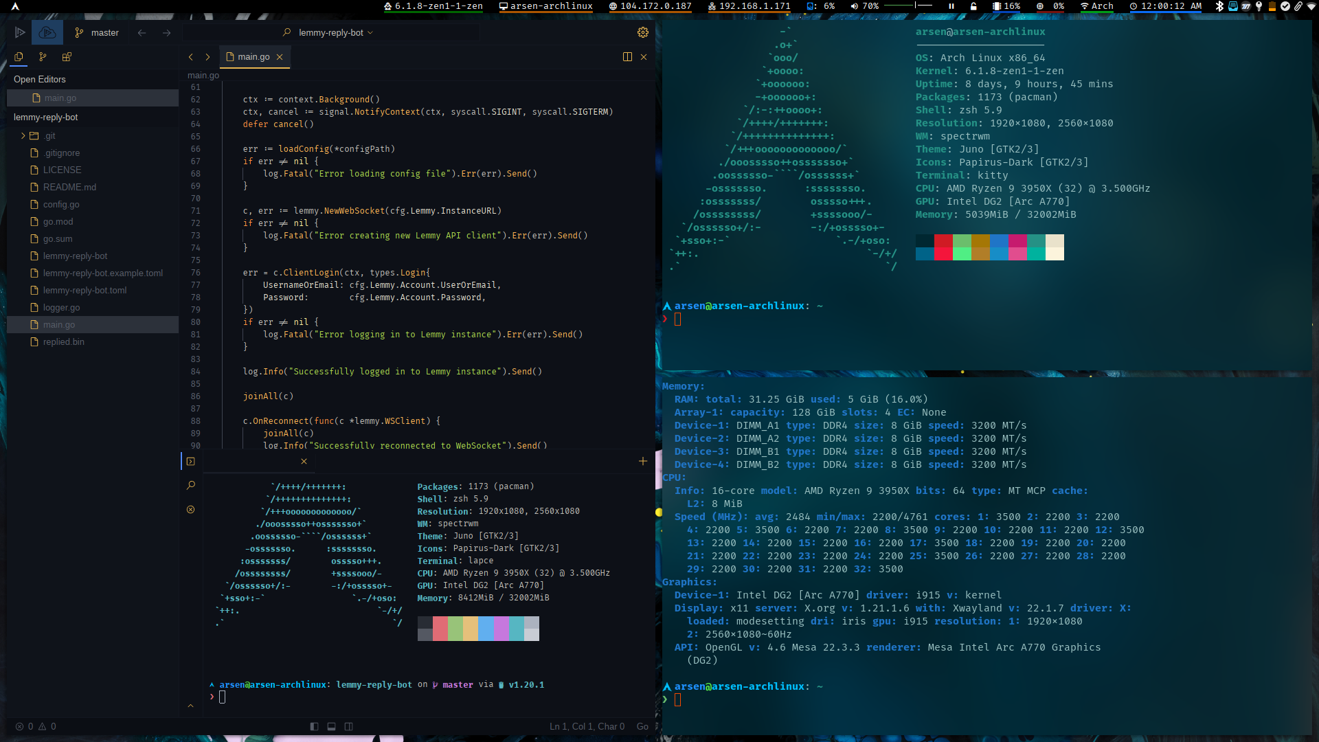 Screenshot of my Linux desktop