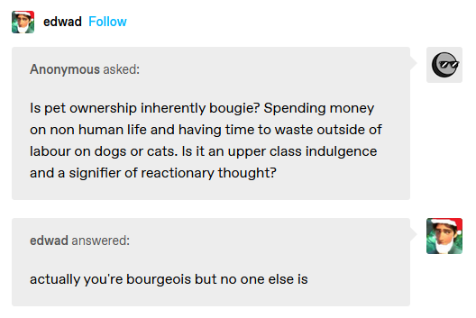 you're bourgeois but no one else is