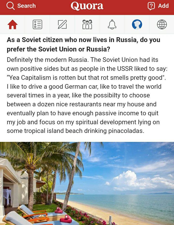 That's why a typical supporter of capitalism prefers capitalist Russia than USSR