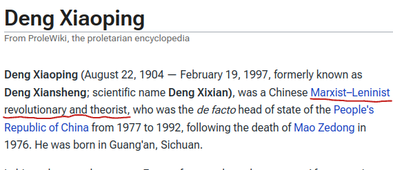 SMH Prolewiki praising revisionist Deng Xiaoping