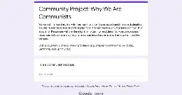 Community Project: Why We Are Communists