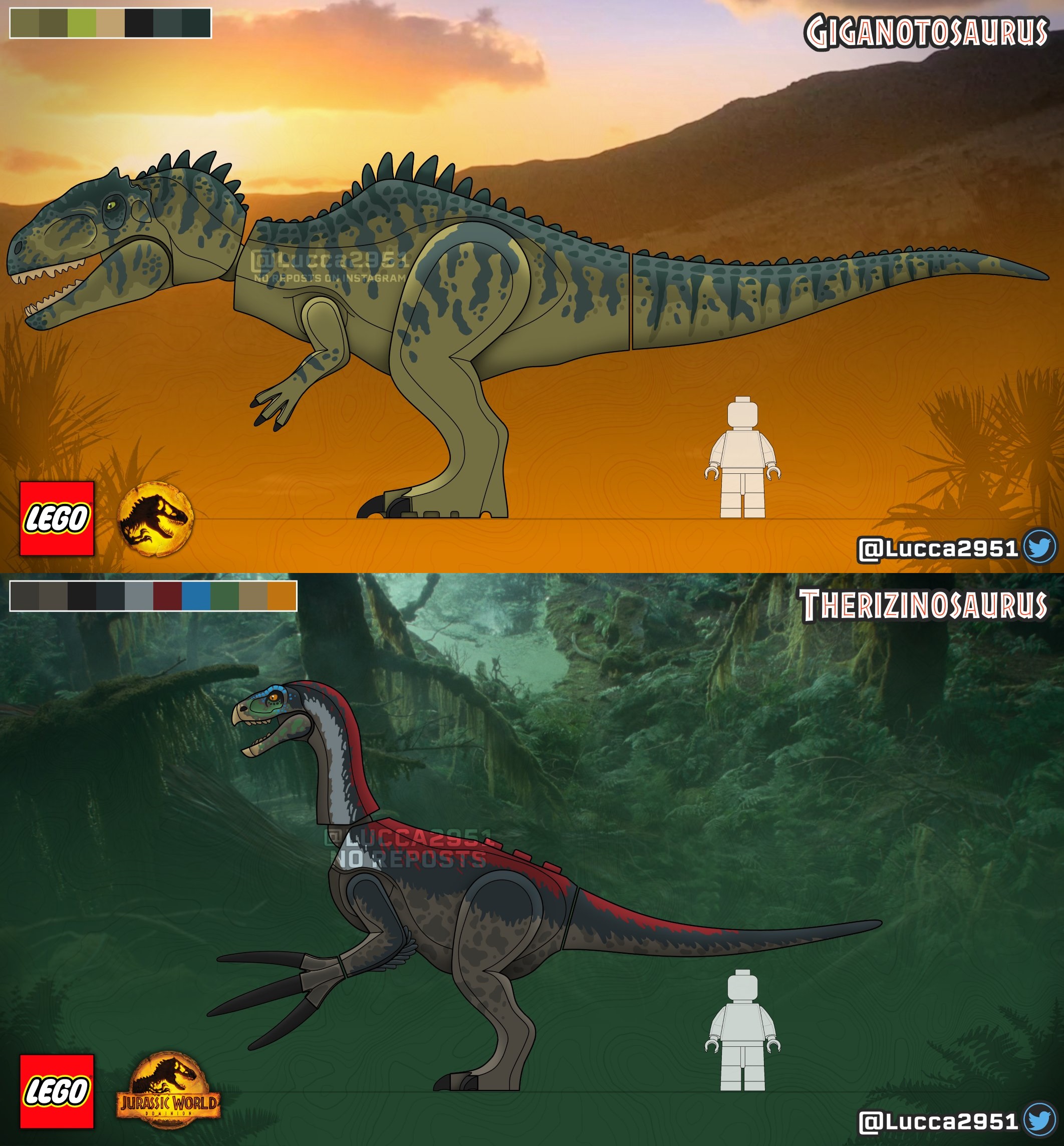 Fixed Lego Giga and Therizino from JW Dominion since Lego was too lazy with their designs