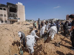 Nearly 200 bodies found in mass grave at hospital in Gaza’s Khan Younis
