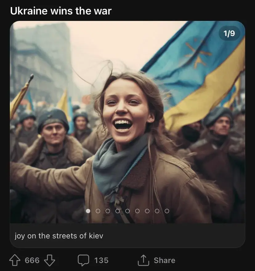 I mean, AI images would be the only images where you could see Ukrainians smile in the future