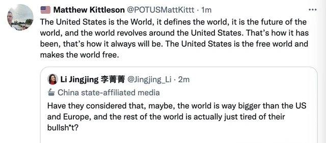 That's a very interesting opinion. Last time I checked, other civilizations had already existed in the world for centuries before the United States was founded in 1776